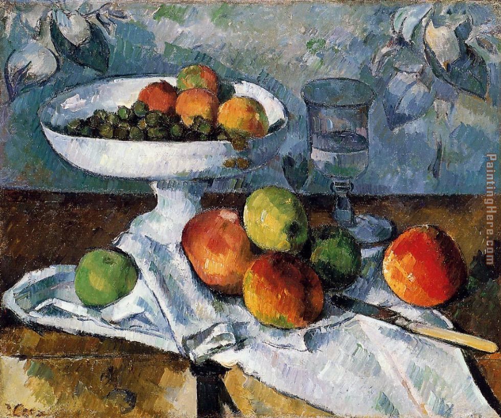 Compotier and still life painting - Paul Cezanne Compotier and still life art painting